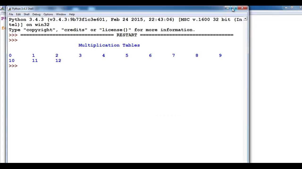 Python Multiplication Table Nested Loop