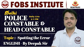 🔴 LIVE NOW: Delhi Police English Class | Complete Syllabus Practice | By FOBS Education