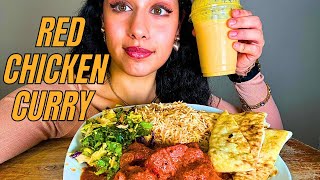 Biryani Rice, Hyderabadi Red Chicken Curry, Garlic Naan, Mango Li Mukbang
