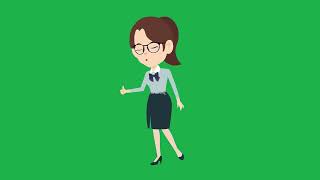 Girl Cartoon Character Explaining Girl Talking Green Screen