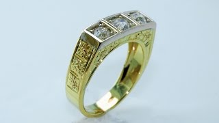 Handmade, 18 KT gold ring antique style .