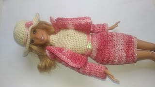 Gráfico de crochê vestido, bolero e chapeu para bonecas Barbie  Roupas  barbie de crochê, Roupas de crochê para bonecas, Vestido de boneca de crochê