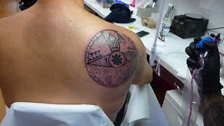 Monica Tattoos A Red Hot Chili Circle With Geometric Shapes House Of Tattoos Amsterdam
