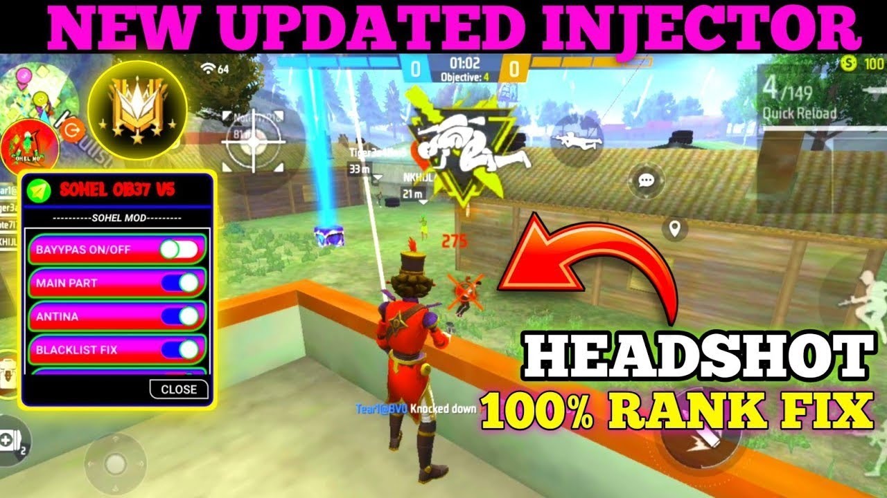 Free Fire Max + Free Fire No Drag Headshot Injector Hack OB37 Update