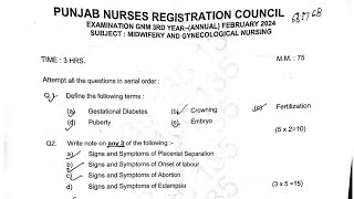 PNRC :- Questions Paper 19th February:- Gynecological Nursing