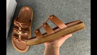 CELINE LEATHER SLIDE TIPPI BROWN