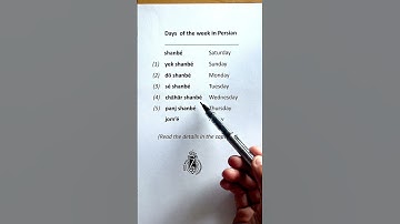 Days of the week in Persian / Farsi
