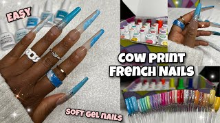 COW PRINT FRENCH NAILS | GEL NAIL TUTORIAL for BEGINNERS | SAVILAND GEL POLISH Swatch + Review