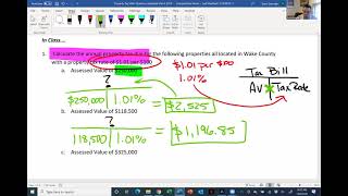 Property Tax Calculations and Prorations Math Worksheet