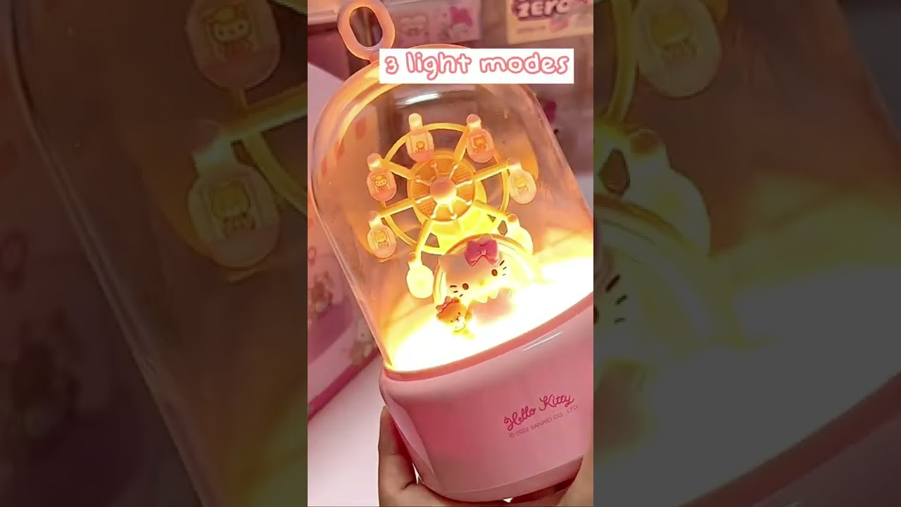 Sanrio Hello Kitty Music Lamp Kawaii Anime Action Figure Ferris Wheel Night  Light Decoration Music Box Model Ornament Toys Gift 