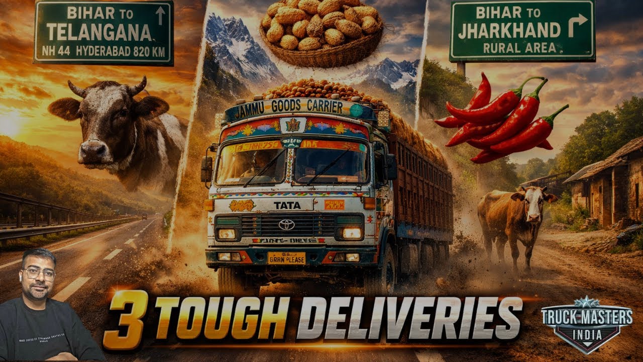 Cow, Peanuts & Red Chilli Delivery | 3 Epic Routes | Truck Masters India Gameplay 