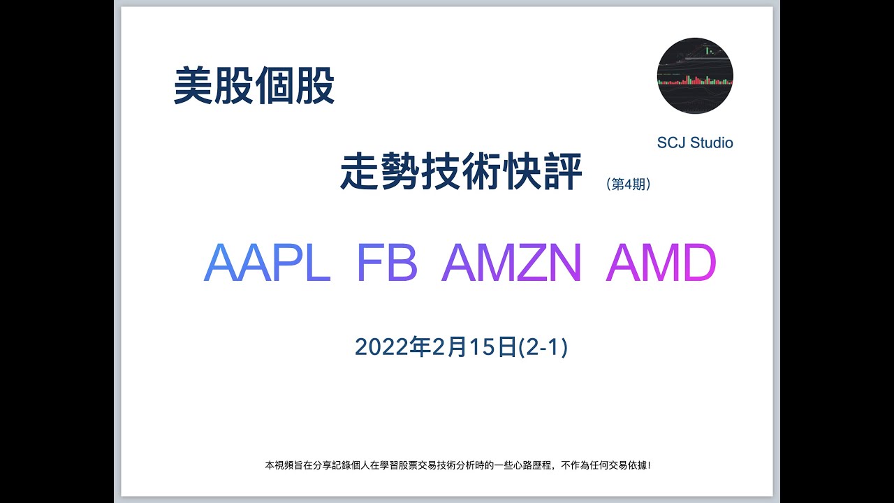 AAPL FB AMZN AMD 美股 個股技術快評 （第4期） 2022年 2月15日(2-1)