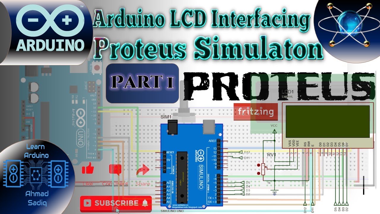 Arduino LCD Interfacing Proteus Simulation Part 1 - YouTube