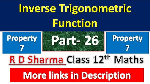 Inverse Trigonometric Function -ITF | R D Sharma Class 12th Maths | Dhanpat Rai Publication | Part26