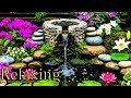 Sun Relax4k/ A peaceful waterfall garden with blooming flowers and beautiful music.