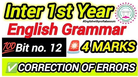 🎯 Inter 1st Year English 💯 Bit no.12 Correction of Errors 🔥Easy Full-Marks Tips #inter1styear 