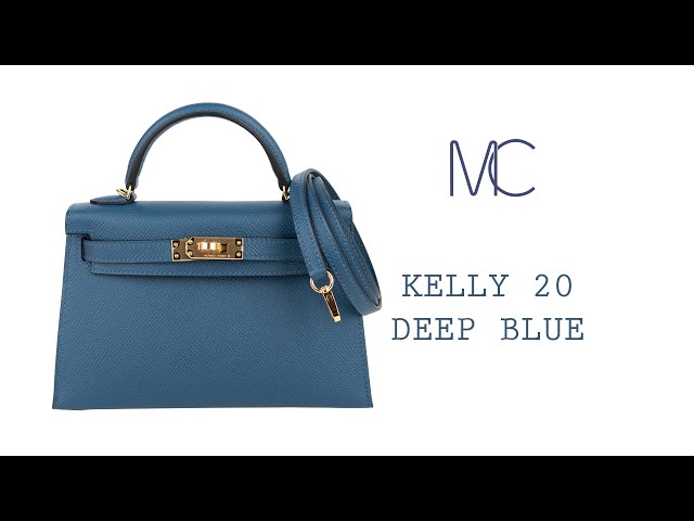 Hermes Kelly 20 Mini Sellier Bag Blue Brume Epsom Leather Gold Hardwar –  Mightychic