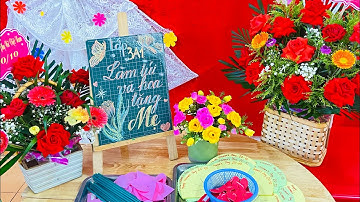Hoạt động Làm túi và hoa tặng mẹ ngày 20/10 lớp 3A1- Mầm Non Vũ An