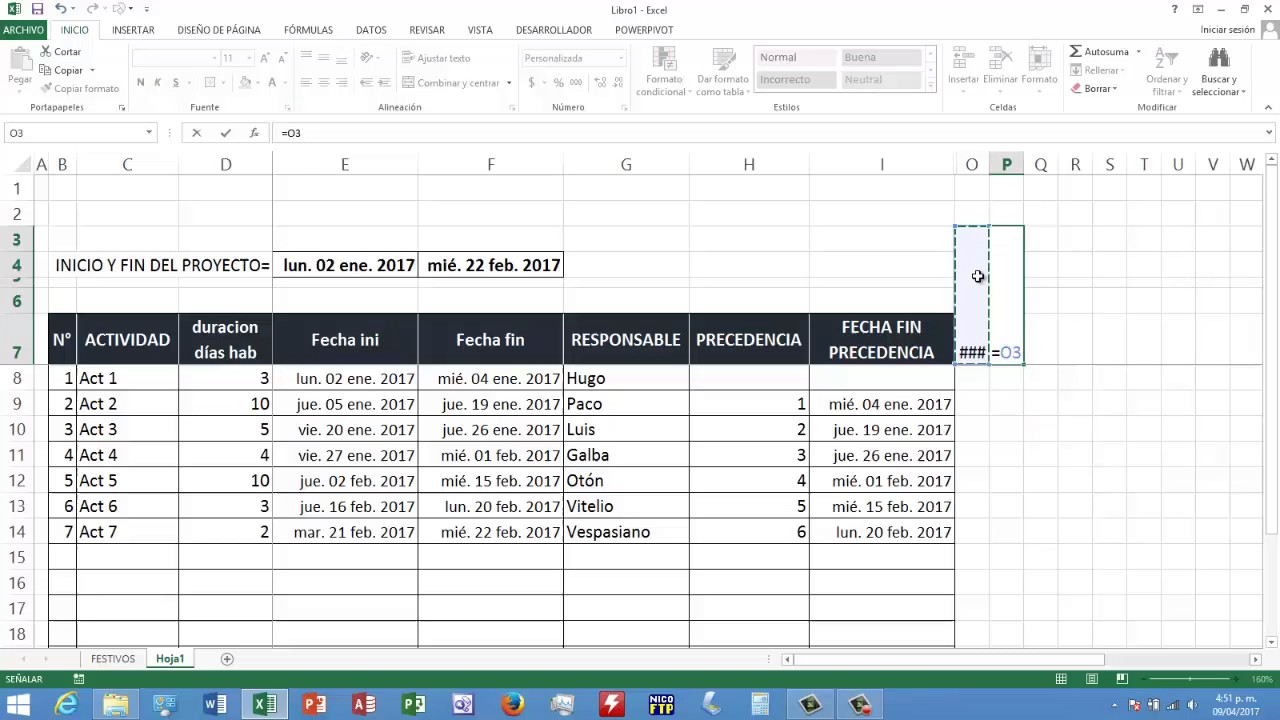 Haga su Cronograma en Excel  con Control de Avance 