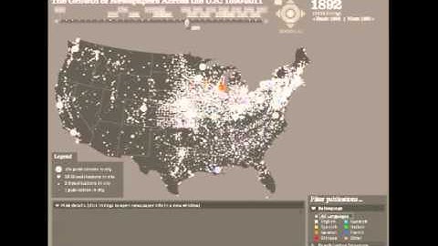 The animated rise and fall of US newspapers: 1690-2011