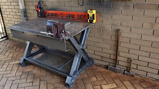 I make an IndustrialStyle HeavyDuty Steel Workbench and Welding Table.