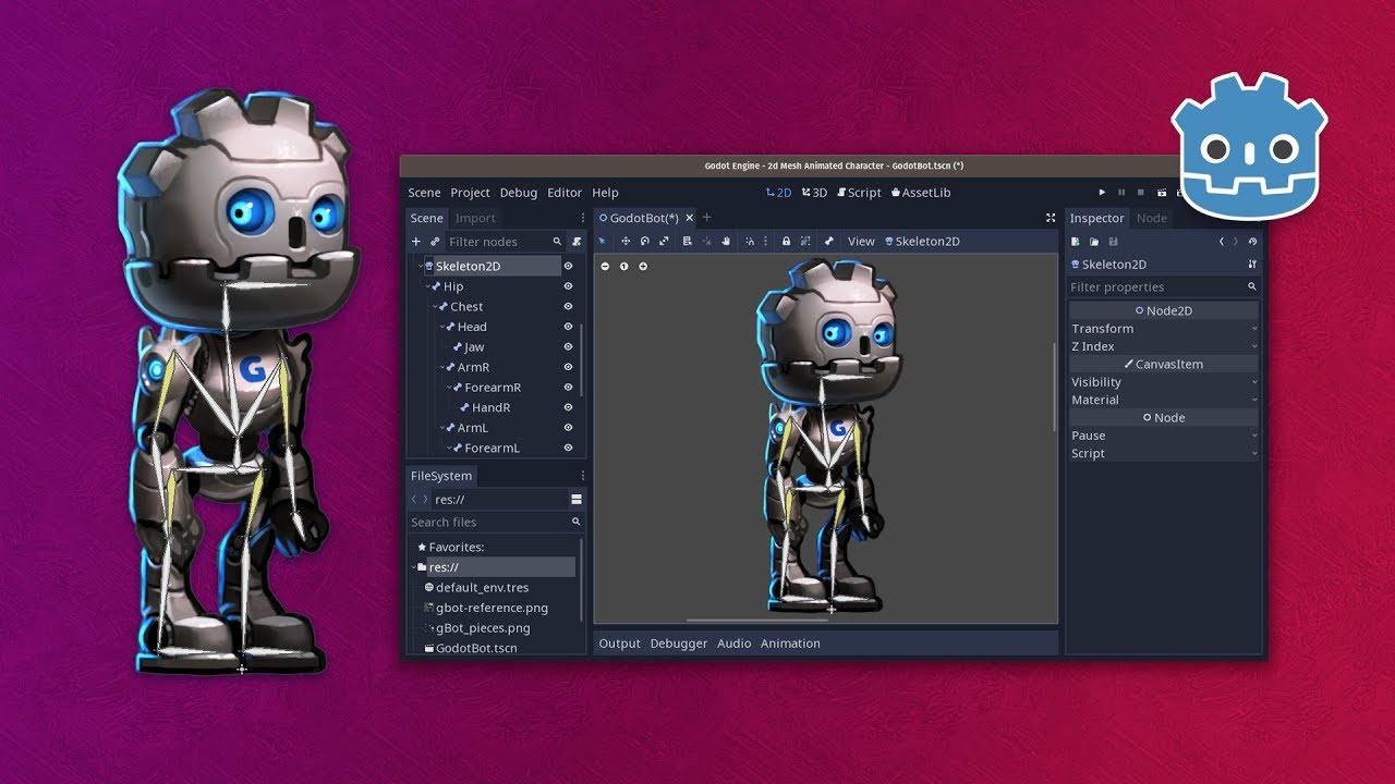 2d Mesh Deform and Rigging in Godot 3.1: Skeleton2D and Bone2D tutorial ...