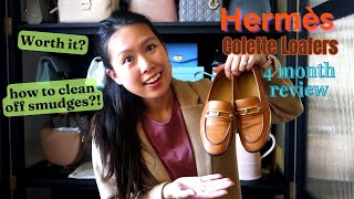 Hermes Colette loafers | 4 month review | clean off smudges?