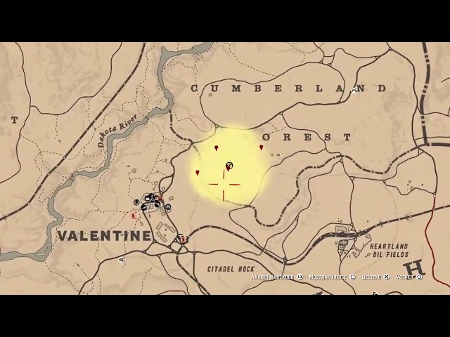 Red Dead Online Tesoro Oeste de Cumberland Forest /Cumberland Forest West  Treasure Map Location 