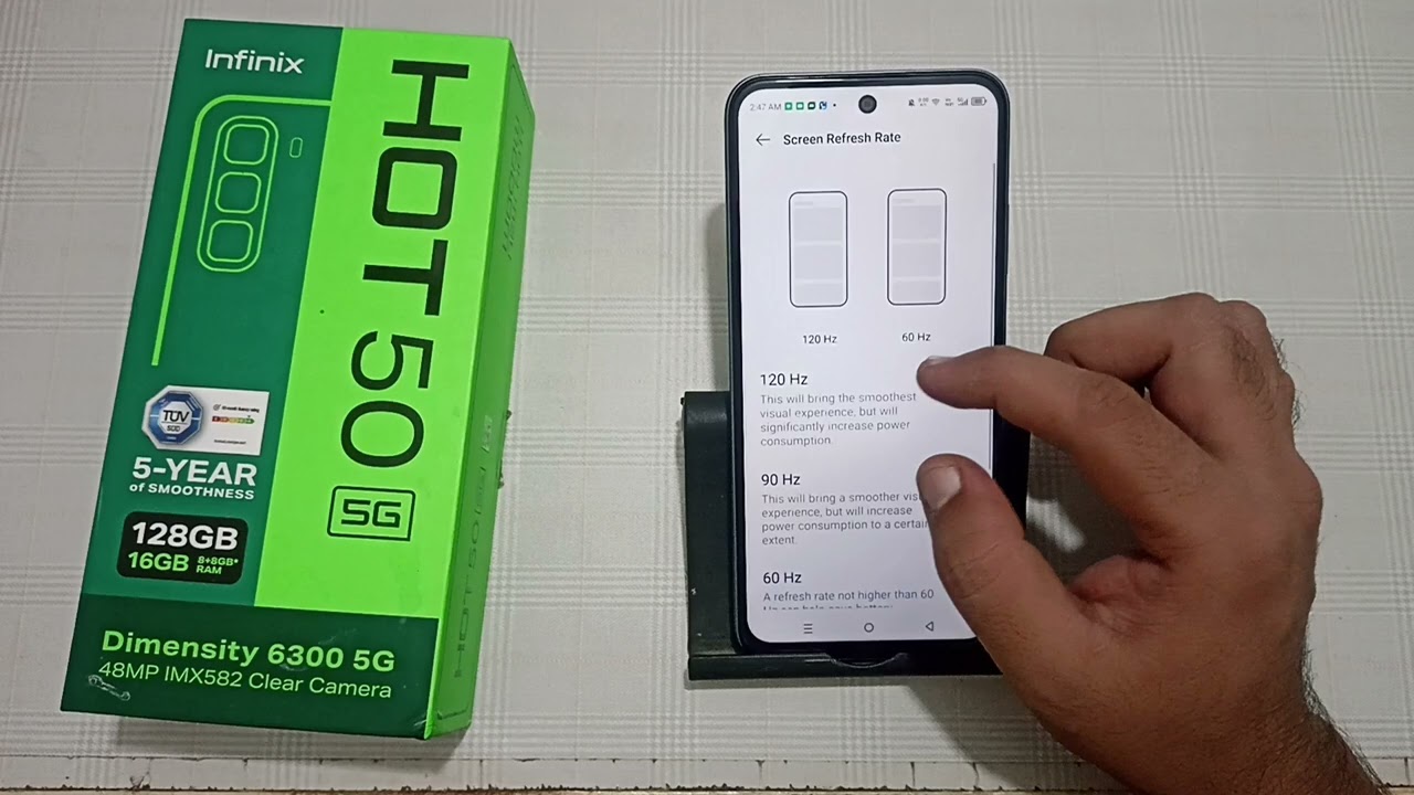 how to increase screen refresh rate in infinix hot 50, refresh rate kaise badhaen