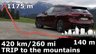 BMW iX xDrive60: highway trip to mountains (and return). Real tested range, big uphill & downhill screenshot 5
