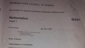 Maths paper one GCE 2017 part 1(q1 to q9)