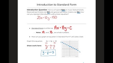 Introduction to Standard Form - Linear Equations | Algebra 1