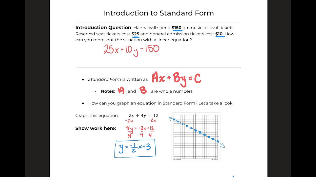 Standard Form Linear Equation Requirements at Ilene Haase blog