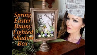 Spring Easter Bunny DIY Lighted Shadow Box Large