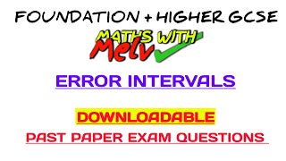 ERROR INTERVALS GCSE Maths Past Paper Exam Questions | Revision  for GCSE + IGCSE Update