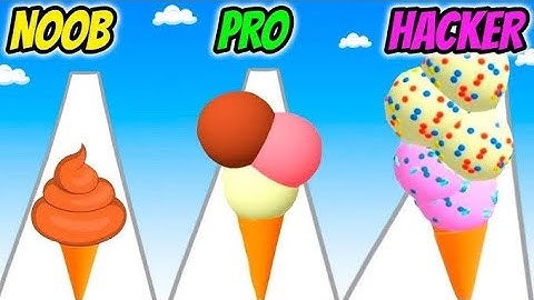ice cream rush noob vs pro vs hacker - all max level iOS trailer gameplay. #icecreamrun #noob_to_pro