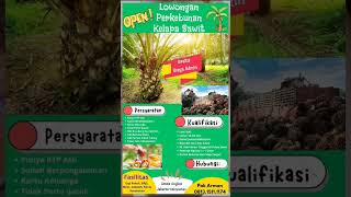 LOWONGAN KERJA PERKEBUNAN KELAPA SAWIT #shorts #infoloker #lowongankerja