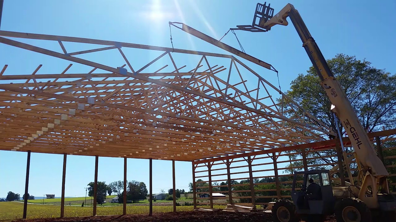 Setting 80 Foot Trusses How To YouTube