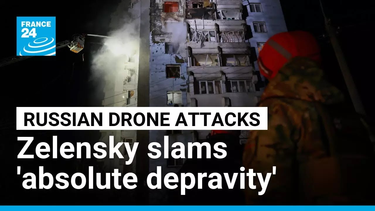 Zelensky slams 'absolute depravity' after massive Russian drone attack • FRANCE 24 English