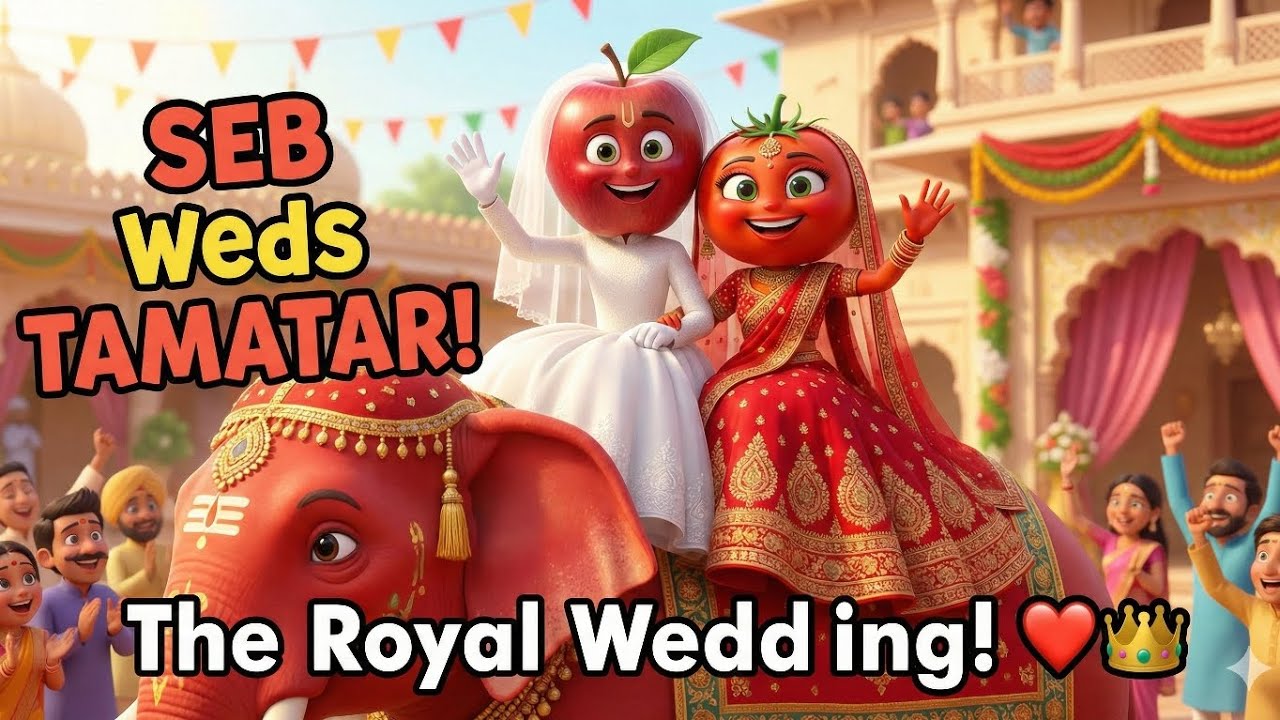 🍎🍅 Seb Weds Tamatar: Red Elephant & Royal Wedding Song! (Hindi Cartoon)"