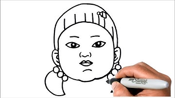 How to Draw Squid Game Doll Green Light Red Light Easy