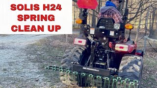 SPRING CLEANUP WITH THE SOLIS H24 COMPACT TRACTOR AND CMP ATTACHMENTS 3POINT DETHATCHER