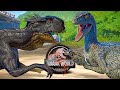 Scorpius Rex E-750 vs Blue Velociraptor, Dracodentitan Dinosaurs Fight 🌍 JURASSIC WORLD EVOLUTION