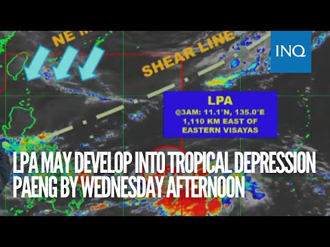 LPA east of Visayas may brew into tropical depression by Wednesday afternoon