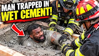 Firefighters Rescue Man TRAPPED in Wet Cement! 😱🚒
