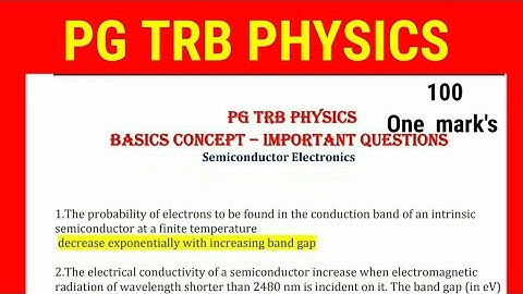 Pg trb physics /Unit 10/Electronics /Basic concept /online test/mcq