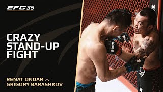 Напряженный бой в стойке | Ренат Ондар vs Григорий Барашков на EFC 35