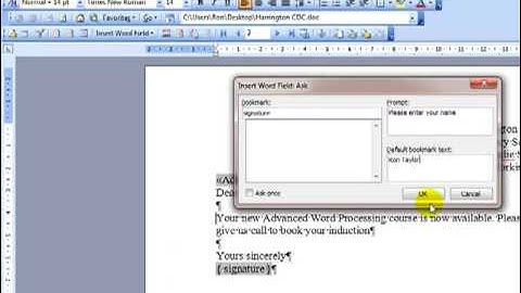AM 3.3.3.2 Ask field in Word Microsoft 2003
