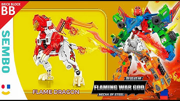 Speed Build Flame Dragon !! ⚡️ Sembo Block Flaming War God, Unboxing & Assembly Lego Transformers