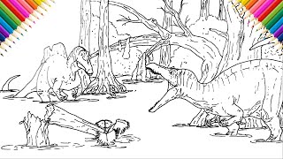 SUCHOMIMUS vs ICHTHYOVENATOR Drawing and Coloring